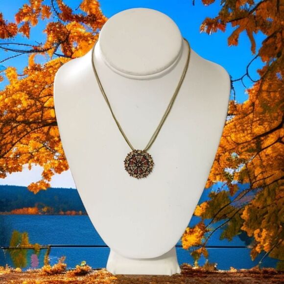 Y2K Rhinestone Disc Necklace Bohemian Cord Whimsigoth Fairy Coquette Lia Sophia - Picture 12 of 16